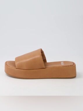 Mollini Garnell Dark Tan Leather Platform Slide